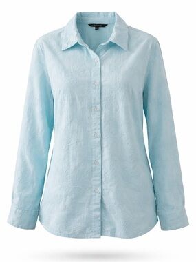 Chadwick  Light Blue Embroidered Button-Down Shirt 100 cotton  Cottagecore